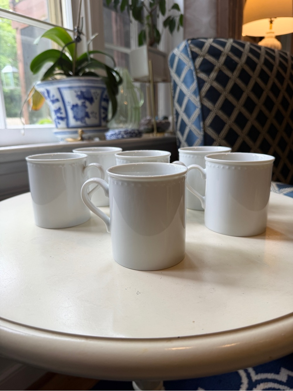 6 Crate & Barrel Staccato white mugs